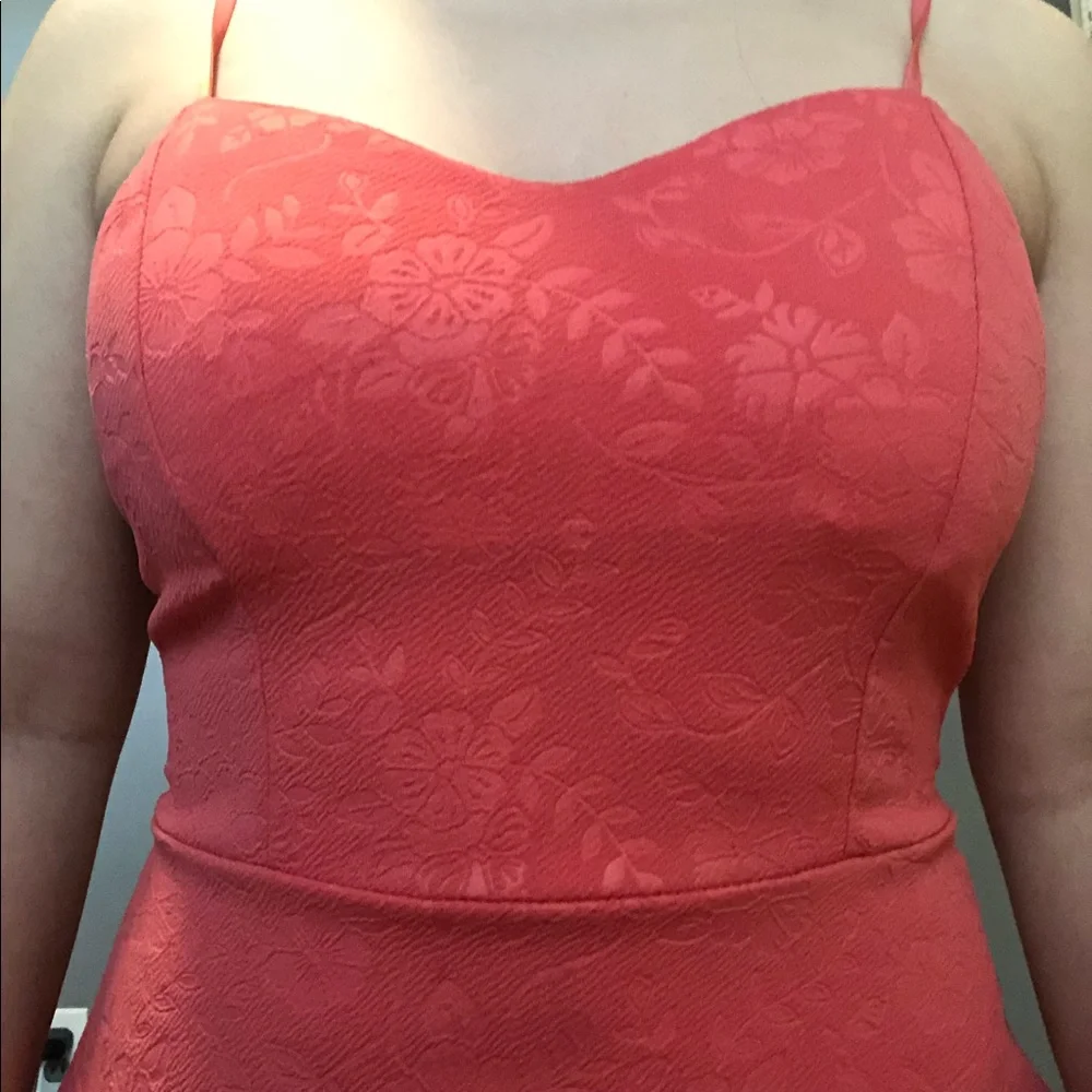 (2 for $30) Peachy Pink Floral Dress - Picture 3 of 4